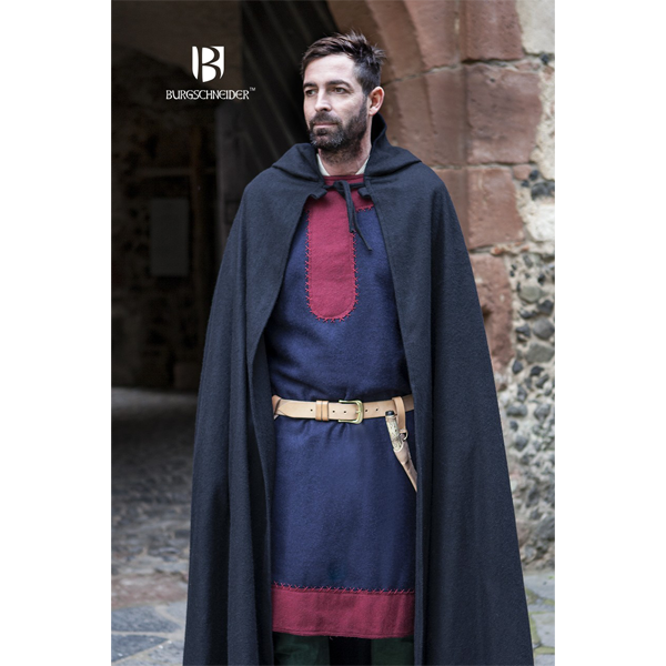 Hooded Medieval Cloak Hibernus - Black Raven Armoury