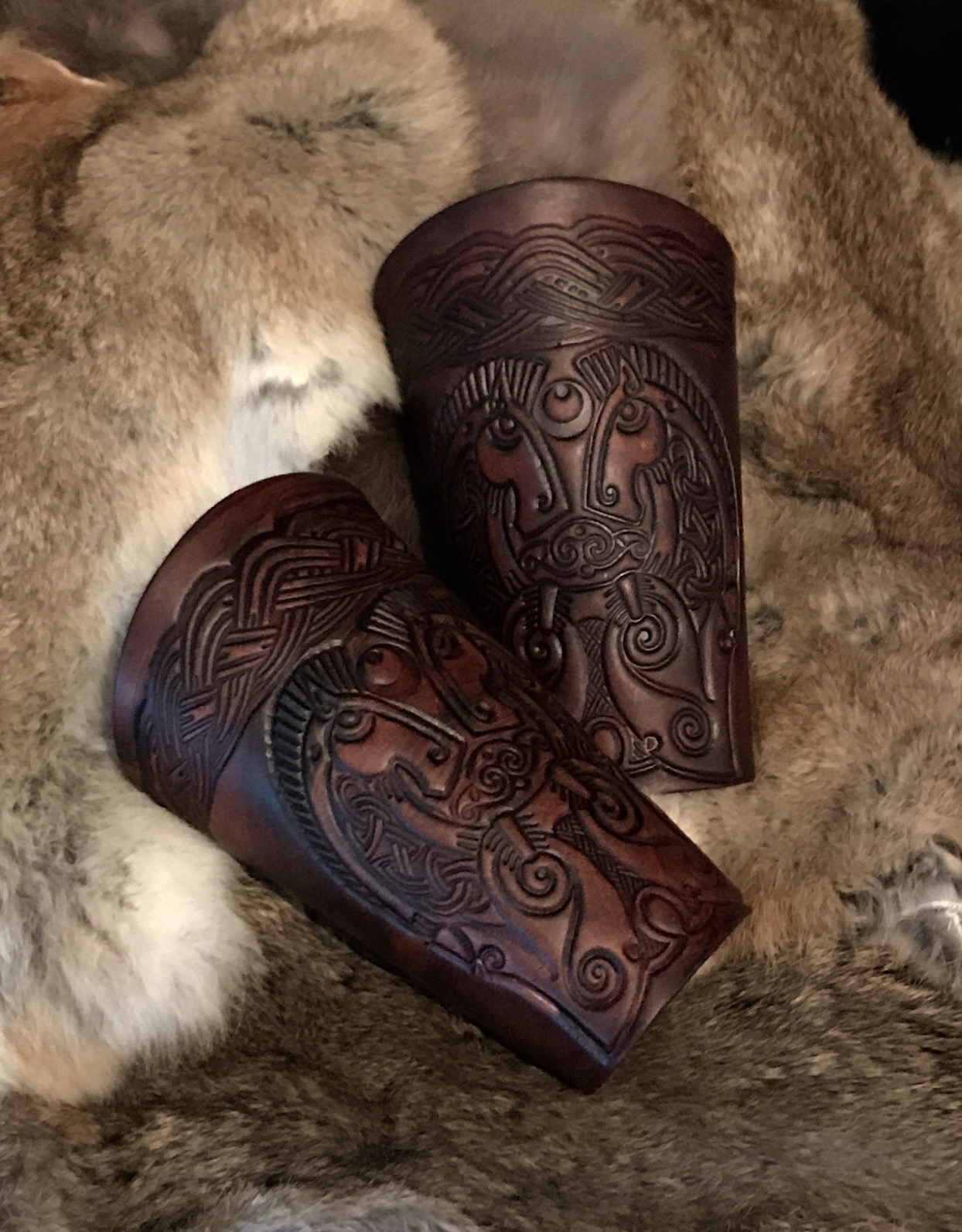The Rhidur Norse SCA leather Vambraces