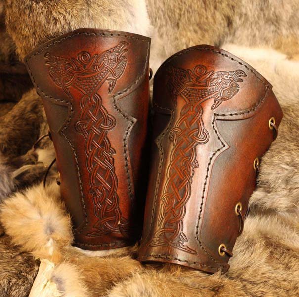 Vendel Raven LARP Leather Vambrace 