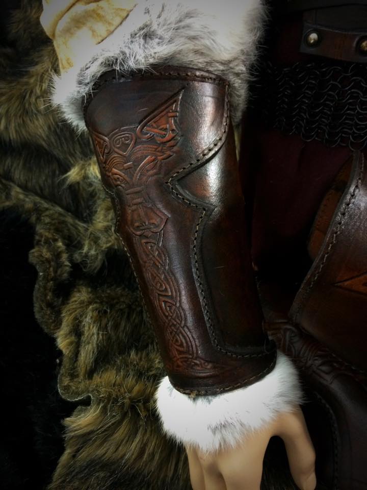 Vendel Wolf SCA Leather Vambrace 