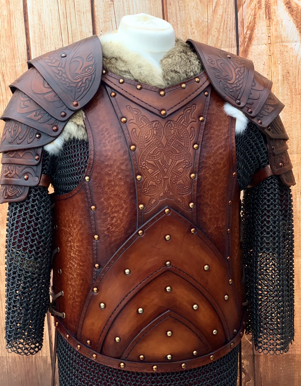 Jörmungandr LARP Leather Body with Shoulders - www.blackravenarmoury.com